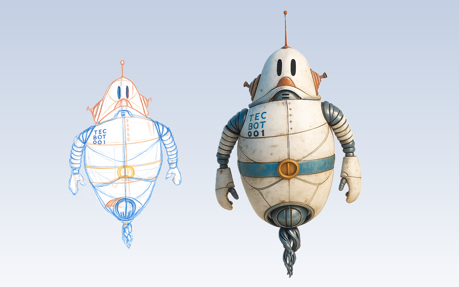 Estudo de conceito e ilustração de robô